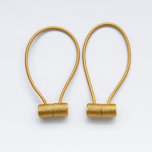 Curtain Tie Backs Strong Magnetic,Metal Curtain Tiebacks Hooks,Tie Clips Curtain Holdbacks Rings for Home Office Window Curtain Straps 1 Pair (gold)