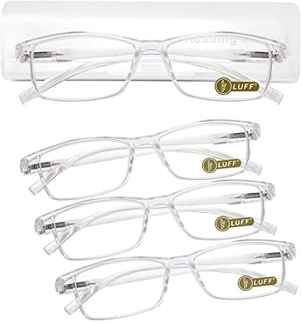 LUFF 4 paires de lunettes de lecture anti-rayons bleus Lecteurs ultra-légers portables(4.0X)