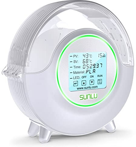 SUNLU Official Filament Dryer S2 Plus, 70℃ Max Temperature, Built-in Circulation Fan, 3D Printer Filament Storage Box Filament Dehydrator, Nylon TPU PLA PETG ABS 3D Printer Filament Dryer Box, White