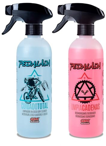 QM Cleaner Kit Pedalada | Para la Limpieza Completa de la Bicicleta (Cadena, Cuadro, Manetas...)- Incluye Limpia Cadenas(500ml) y Limpiador APC(500ml) para el cuidado de la Bici
