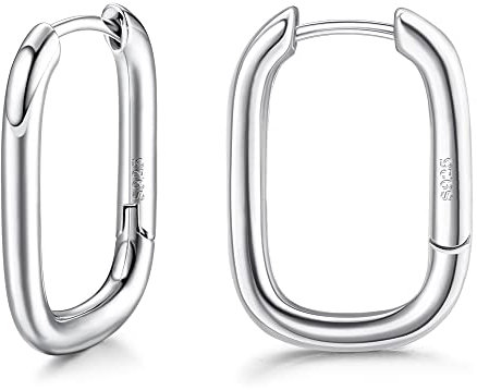 ORAZIO Creolen Ohrring für Damen Hypoallergene Silber 925 Huggie Creolen Ohrring 18 Karat Vergoldete Ovale Creolen Eckig U-förmige Huggie Ohrringe ür Damen Frauen