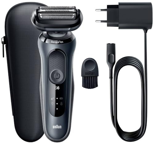 Braun Electric Razor for Men, Series 6 61N1000S SensoFlex Electric Shaver, Rechargeable, Wet & Dry Foil Shaver with Travel Case, Waterproof, Advanced German Engineering, 5 min Quick Charge