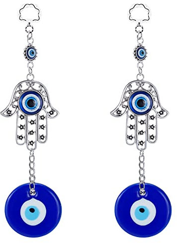 WEBEEDY 2 Stücke Anhänger türkisches Auge Hand Hamsa für Energie Glück und Erfolg Nazar Boncuk Amulett Dekoration Schutz Segen Geschenk Anhänger