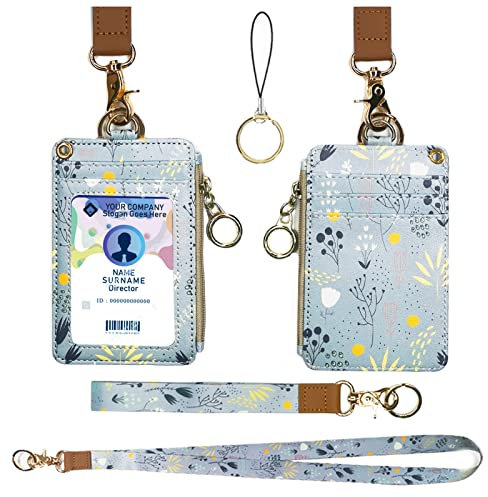 Ausweishülle Kartenhülle mit Schlüsselband, ID Kartenhalter mit Badge, ID Card Holder Abzeichen Kit, für Frauen, Lehrer, Krankenschwestern, Doktor, Student (Hellblau)