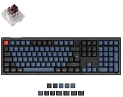 Keychron V6 ISO-UK-Layout Wired Custom Mechanical Keyboard Knob Version, Full-Size QMK/VIA Programmable, Hot-swappable K Pro Brown Switch, for Mac Windows Linux (Frosted Black-Translucent)