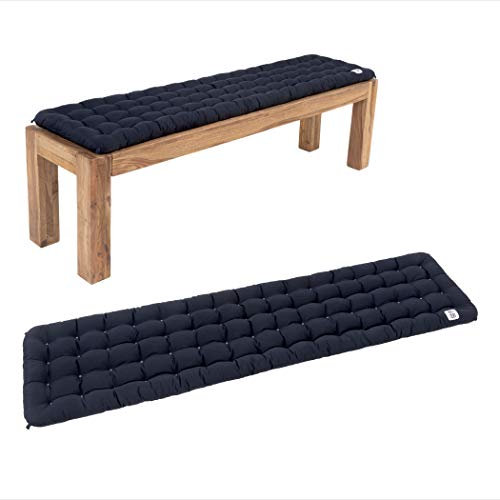 HAVE A SEAT Living - Bankauflage 180x40 cm - Bequeme Sitzauflage Bank, 5 cm Dick - Waschbar bis 95°C, Orthopädisch, Wetterfest - Made in Germany (180x40 cm, Marine-Blau)