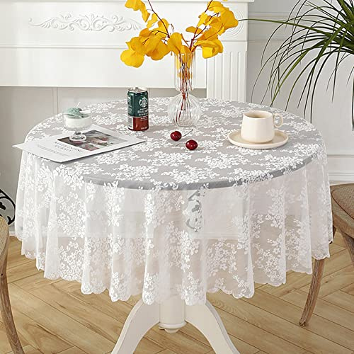 Jeloris runde Spitzendecke mit einem eleganten gewellten Rand, geeignet für jedes besondere Ereignis wie Hochzeit, Geburtstagsparty, Babyparty, Jubiläum (180 cm, Stil 1)