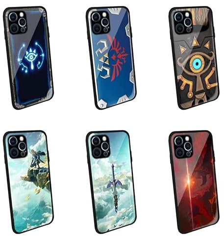 COFF The Legend of Zelda Phone Case Game Character of Zelda Soft TPU Tempered Glass Cover Kompatibel mit Phone 14 13 8 7 Pro Max (iPhone12,C)