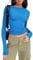 OYIGELZ Women's Basic Long Sleeve Shirt Crop Top Y2K T-Shirt Slim Fit Casual Tee Tops Streetwear(Blue-a,M)