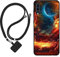 Sunrive Hülle Kompatibel mit Samsung Galaxy A70 Case,matt Handyhülle Schutzhülle Etui Karikatur Muster TPU Backcover (Wolken,Mond,Himmel) +1x Universale Handykette