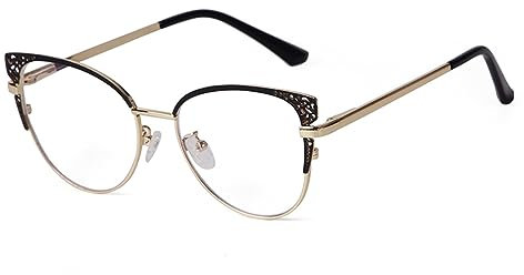 ADEWU Occhiali Blu Che Bloccano la Luce Occhiali da Gatta Donna Moda Cerniere a Molla Occhiali da Vista Retrò Montatura in Metallo