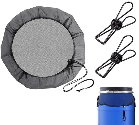 Filet pour Citerne de Pluie, Filet de Protection Réglable, Housse pour Tonneau de Pluie, Housse pour Tonneau de Pluie Ronde, Housse pour Tonneau de Pluie avec Cordon de Serrage, 50 cm