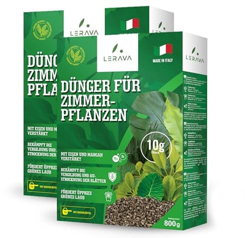LERAVA Dünger Zimmerpflanzen – 2x800g, Hochwirksamer Bio Grünpflanzendünger für gesunde Monstera & Zimmerpflanzen – Zimmerpflanzen Dünger für kräftiges Wachstum & leuchtendes Blattgrün, Pflanzendünger