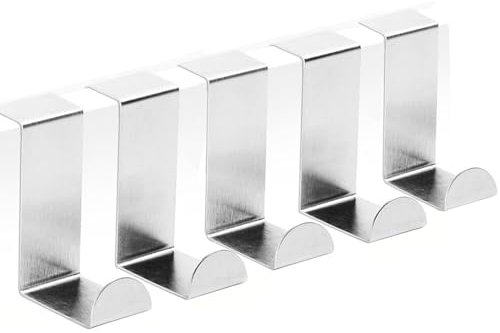 Ieron 10 Pcs Over The Door Hook for Bathroom, Stainless Steel Versatile Coat Hooks Hangers Reversible Cupboard and Drawer Hooks Kitchen Bedroom Office 45MM