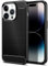 Qiinogow Case Compatible with iPhone 14 Pro, Slim Fit Phone Cover with Shock-Absorption, Carbon Fiber TPU Rubber Protective Case, Black