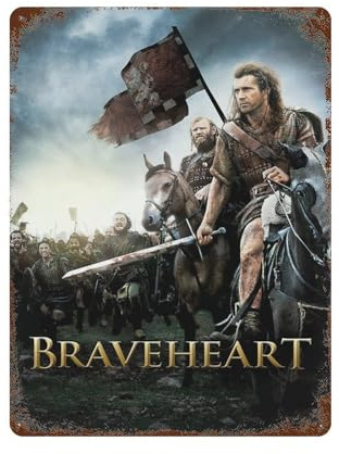 KSOXDAITIP Filmposter Braveheart Wanddekoration, Kunst, Metall-Blech-Poster, moderne Wohnkultur, Kunst, Metallposter, Hausbar, Laden, Dekorationen, Vintage-Schild, Geschenk, 39,9 x 30 cm