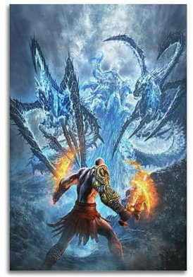 RIOEPURRT Videospiel-Poster God of War III, Metall, dekoratives Gemälde, Leinwand, Wandposter und Kunstdruck, moderne Familienschlafzimmer-Dekoration, Poster, 60 x 90 cm