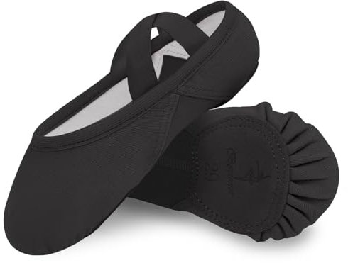 Bezioner Scarpe Danza Bambina Altamente Elastiche Scarpette Danza Classica Scarpe da Ballo Donna Suola Spezzata per Ragazze e Adulti Nero 40