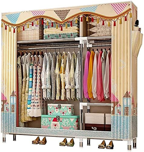 LAMEDOAT Tragbarer Kleiderschrank, Stoffgarderobe, Segeltuchgarderobe mit Reißverschluss, Schlafsaal, Kleidung, Schuhe, Bettdecken, Aufbewahrungsschrank, Klappschrank, 126 x 46 x 173 cm, tragbarer Kl