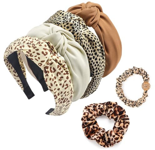 VZZNN 6 Stk Haarreifen Damen Breit Haarreif Haarband Damen Leopardenmuster Haarreifen Haaraccessoires Haarbänder für Damen Stirnbänder Damen