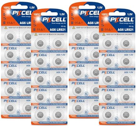 PKCELL SR920SW AG6 Uhrenbatterien Knopfzellen 1,5 V für Autoschlüssel Fernbedienung,40 Stück