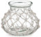 Oairse Glass Vase for Flowers Clear Flower Vase with Cotton Rope Cover Woven Modern Round Glass Vases Décor Decorative Flower Bottle for Table Centerpiece Farmhouse Wedding Party Home Decoration 13cm