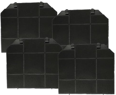 vhbw 4x Aktivkohlefilter kompatibel mit Juno 94249254700 JFA90531X, 94961070700 JDK4530A Dunstabzugshaube - 26,5 x 23,5 x 1,5 cm