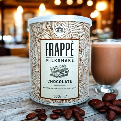 PALMA Chocolate Frappe Milkshake Powder | No Gluten, No GMO, No Palm Oil, No Hydrogenated Fat | Perfect for Frappés, Milkshakes & Smoothies | Made in Italy | 500g | 25 Servings