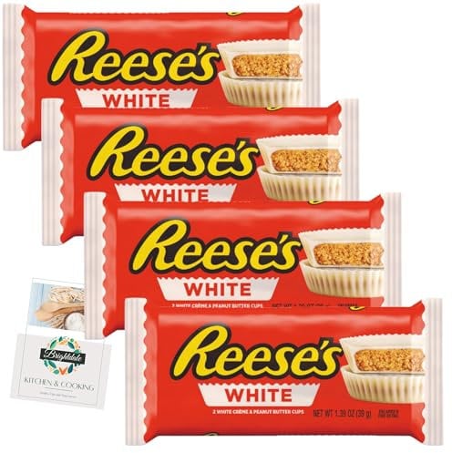 Peanut Butter Chocolate Bundle with Reeces White Peanut Butter Cups (2 x 39g) 4 Pack + Brightdale Kitchen Booklet