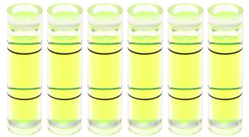 sourcing map 6pcs Small Cylindrical Bubble Level Vials 7x26mm PMMA Mini Horizontal Bubble Spirit Level Measuring Layout Tools for RV TV Picture Frame Hanging Tool Leveler