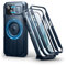 Dexnor Kompatibel mit iPhone 15 Hülle mit Kameraabdeckung Schieben & Einstellbarer Kickstand & Integrierter Displayschutz, Robuste stoßfeste Bumper Heavy Duty Mangetic Schutzhülle - Marineblau