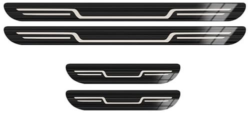 ZBYFBSJ 4 Stck Edelstahl Tr Einstiegsleisten fr Opel Grandland X (ab Bj.10/2017), Autotrschwellenschutz, Silber, Schwarz