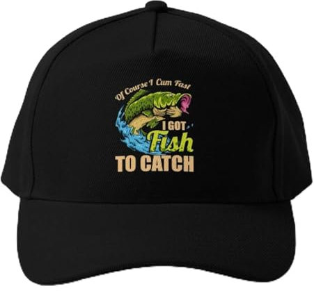 LLIHSDHCC KlassikerNatürlich komme ich schnell Ich Hab Fisch Zu Catc Hut Sport Snapback Haube Casquette Frauen Sommer Herren Bedruckt SchwarzSport Geschenk