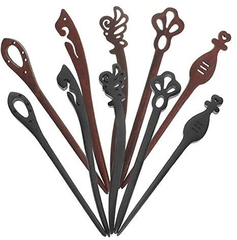 CRILSTYLEO 10piezas Palillos De Madera Pelo Horquillas Para Moños Soporte Pelo Tocado Hanfu Elegante