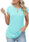 Rapbin Summer Tops for Women V Neck T-Shirt Cap Sleeve Loose Fit Ladies Summer Top Casual Basic T-Shirt Tunic Shirts Blue Green S