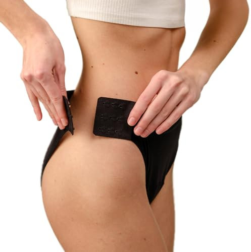 Relixa Periodenunterschwäsche Periodenslip Menstruationsunterwäsche Perioden Unterhosen Damen und Mädchen Modell Flexa mit seitlichen Verschlüssen, 1 schwarz, Flexa, 3XL
