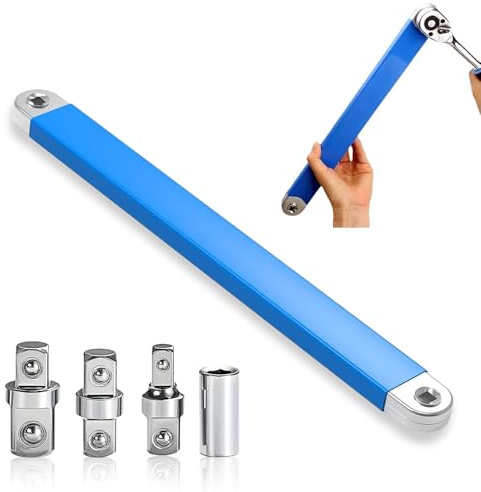 Pro Clé D'Extension Décalée Offset Extension Wrench Multifonctionnelle Cle Plate a Cliquet Extension de Douille Pliable Clé de Rallonge Avec Adaptateur D'Entraînement 1/2, 1/4 Et 3/8