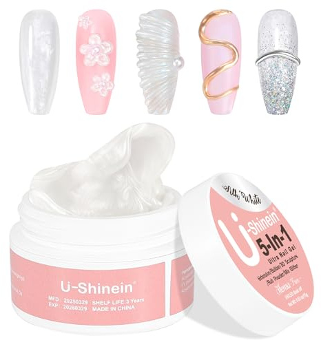 U-Shinein Solid Builder Nail Gel Silk White for Extension & Sculpting | 5-in-1 builder gel, 3D sculpting & carving, UV/LED curable, long-lasting extension, DIY manicure art