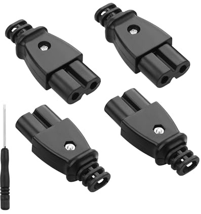PNGKNYOCN IEC320 C7 Netzstecker, AC 250V C7 Verlängerungskabel Ersatz-Netzstecker für Steckdosenleisten, Lampen, Kleingeräte (4er-Pack)