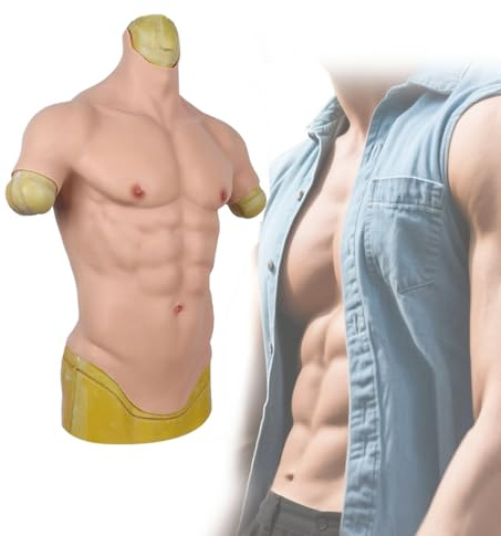 Silikon-Muskelweste Mit KüNstlicher Fettmuskulatur, Verbesserte Brustmuskulatur Ohne Arme füR Halloween-Karneval,Color 2,one Size