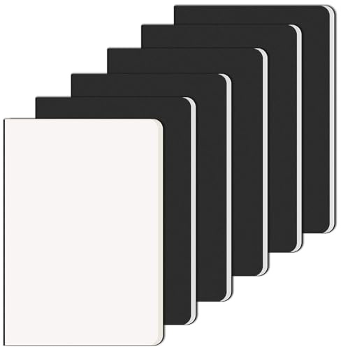 RITOLLO 6 Stück A5 Notizbuch Blanko, Schwarzer Kraftpapier-Einband, 80g/m² Premium Papier, Skizzenbuch zum Zeichnen & Kreativprojekte, Für Schule, Büro & Reise