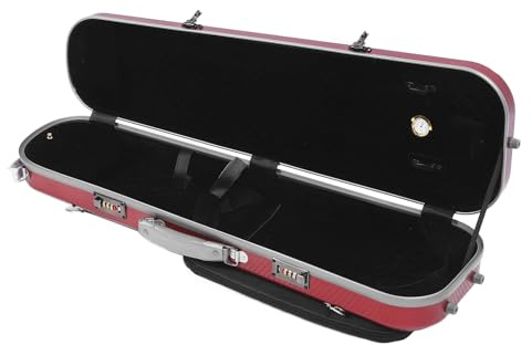RASTKY Geigenkoffer aus Kohlefaser, Superleichte Hartschale mit Passwortsperre für 4/4-Violine in Voller Größe, Rot