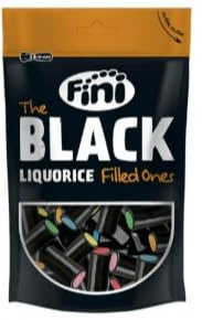Fini Rouleaux de Réglisse Noire Fourrés, Saveurs Fruitées Acidulées, Friandise Espagnole, 180g
