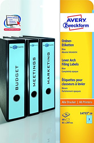 Ordneretikett 61x297mm blau ZWECKFORM L4753-20 60ST