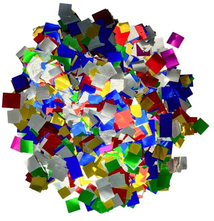 Ultimate Confetti Glänzendes Metallic-Konfetti, mehrfarbig, flatternde Folienpapier-Quadrate für Konfettikanone und Werfer, Tischdekoration und mehr (20 Handvoll pro Beutel, 0,5 kg)