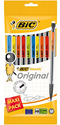 BIC Matic Original Porte-Mines 0,7 mm HB - Couleurs Assorties, Pochette de 10
