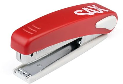SAX 219 Heftgerät, für bis zu 10 Blatt, modernes und stilvolles Design, aus robustem Metall, manueller Hefter, geeignet für Büro, Schule und Zuhause, effiziente Handhabung, Rot