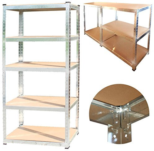 Steckregal Schwerlastregal Werkstattregal Lagerregal Kellerregal Regal DIY 5 Böden Stecksystem (180x90x60 cm / 875 kg)