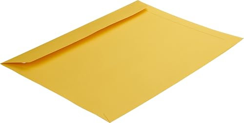 50 Stück, Farbige Briefumschläge, DIN C4, Haftklebung mit Abziehstreifen, Gerade Klappe, 130 g/qm Colorista, Ohne Fenster, Gelb (Goldgelb), Blanke Briefhüllen