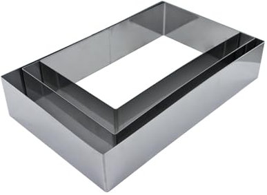 Lily cook kp5349 - Marco pastelero Rectangulo de Acero Inoxidable, Plata, Set de 3 moldes
